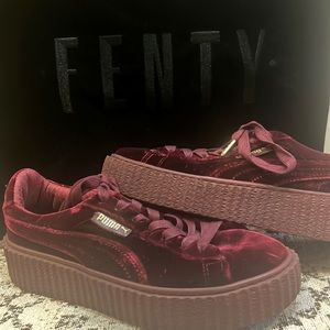 Fenty Puma Burgundy Velvet Sneakers